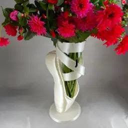 Ballet Slipper Desk Organizer – Hand Painted Pearl Ivory Art Décor