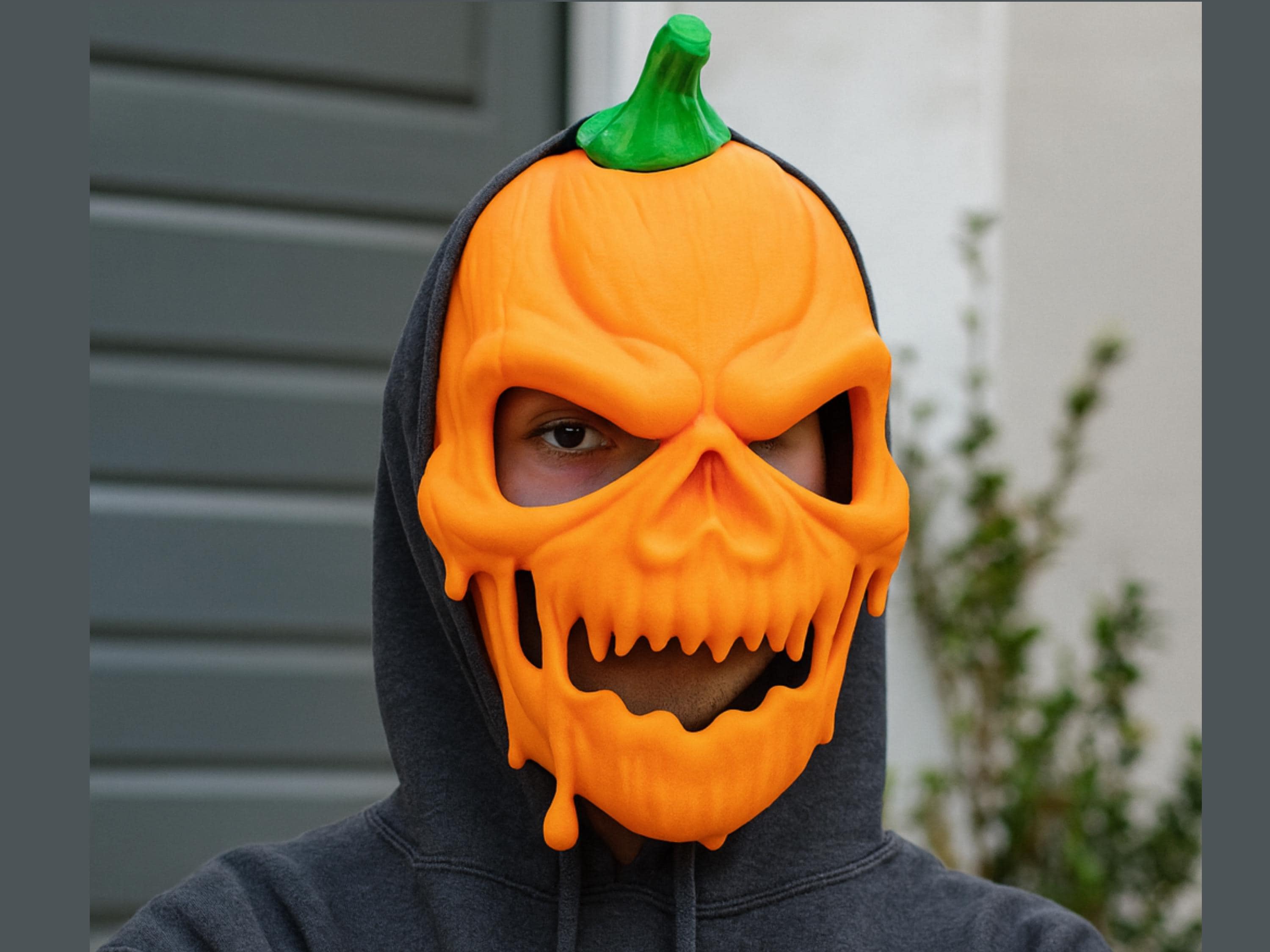 3D Printed Pumpkin Skull Halloween Mask: Carved in Fear Costume
