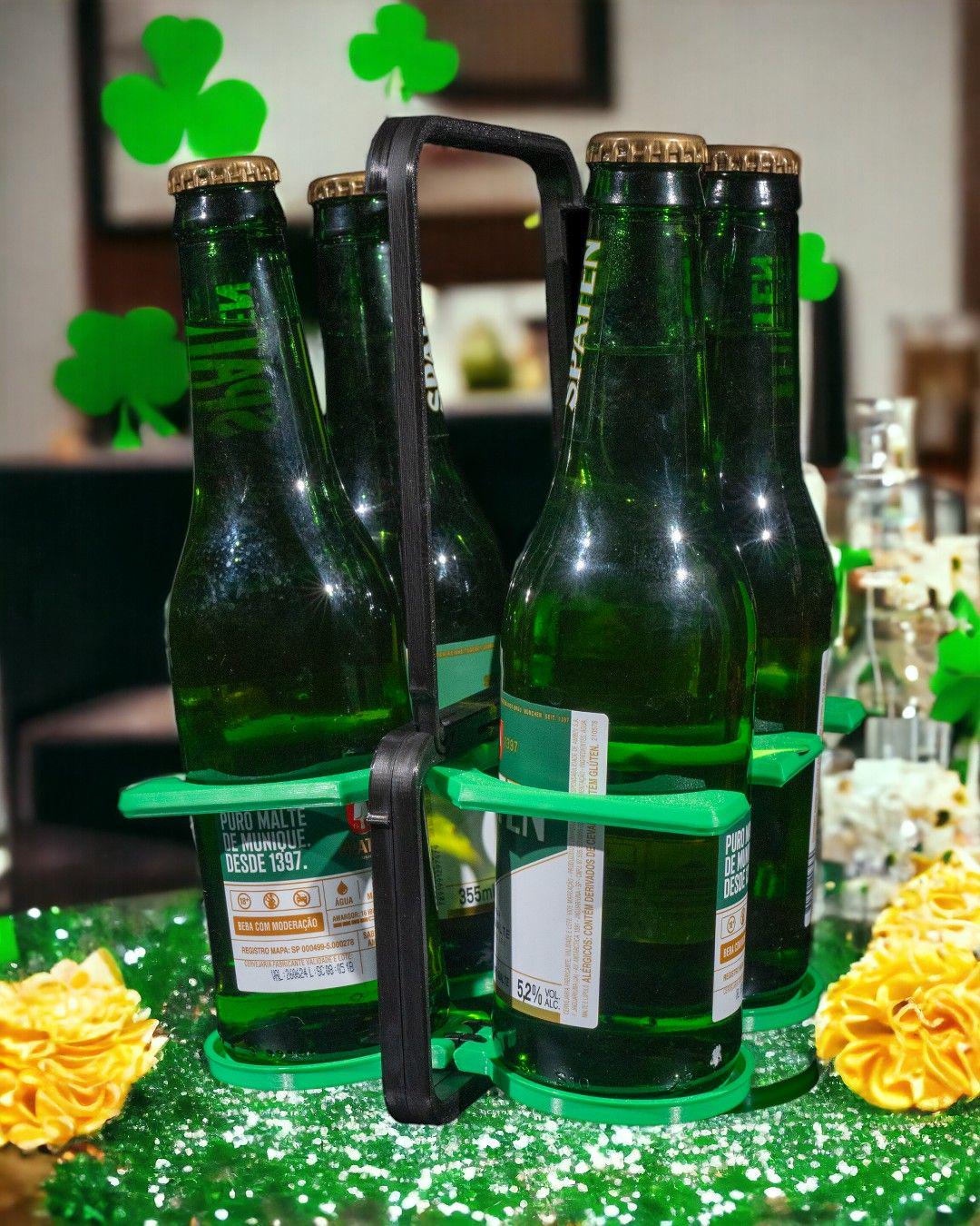 Fold-Flat 4-Bottle Drink Carrier – 3D Printed Transporter for Beers, Sodas & More | Reusable and Portable