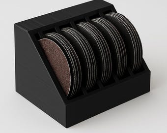 Organizador de discos de lija – Estante de almacenamiento impreso en 3D para discos de lija de 50 mm – Negro