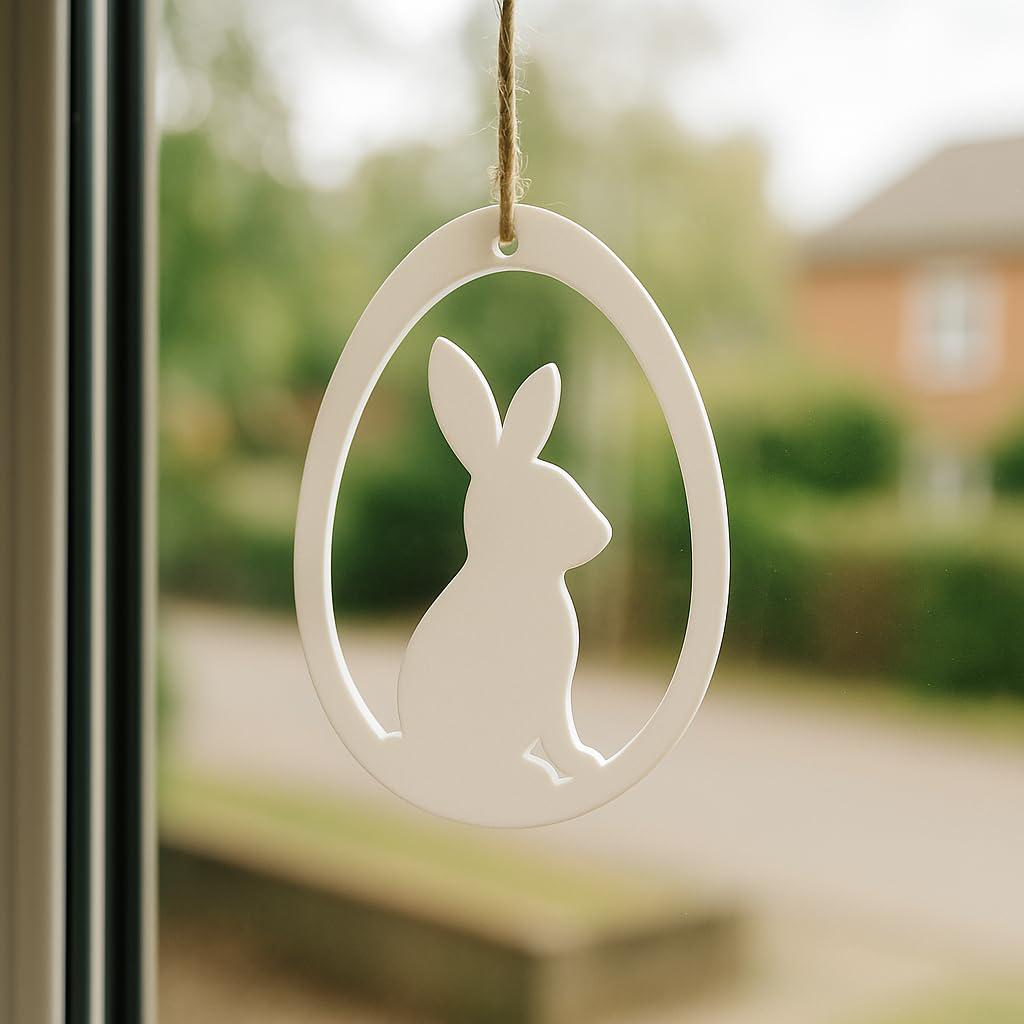 3D Printed Easter Egg Ornaments: Floral & Bunny Designs, Set of 7