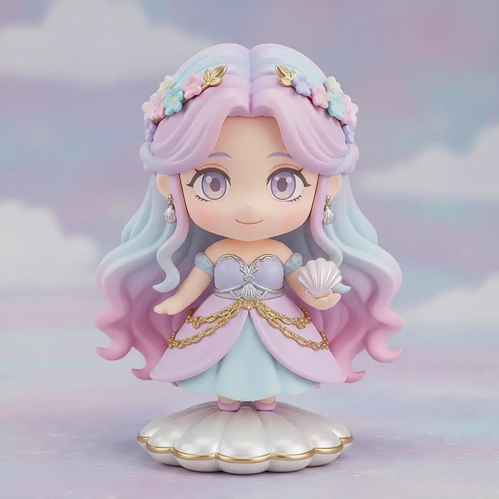 Aphrodite Chibi Figurine – Hand-Painted 3D Printed Greek Goddess Statue (2.4–3.5 in)