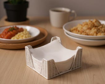 3D Printed Woven Basket Napkin Holder for Kitchen Table in 11 Colors