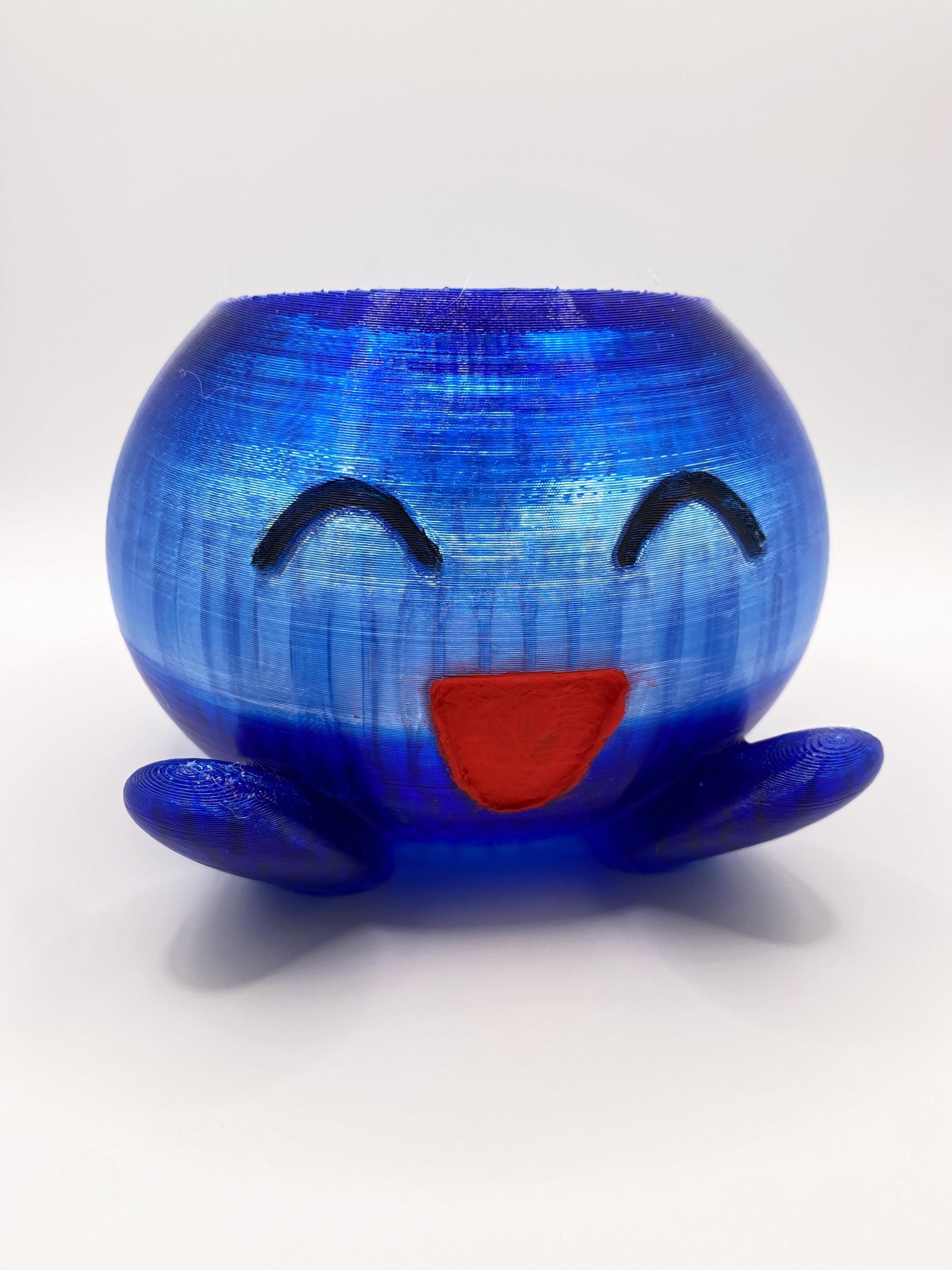 Decorative Plant Pot (Oddish), Blue, 5W x 5.3D x 3.8H inches, 3D Printed