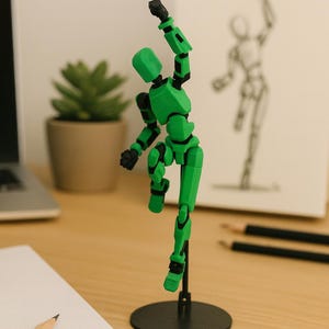 Dummy 13 – Fully Articulated Posable Mannequin – Artist Reference Figure – 3D Printed – 5.25&quot; (13.3 cm) – Some Assembly Required