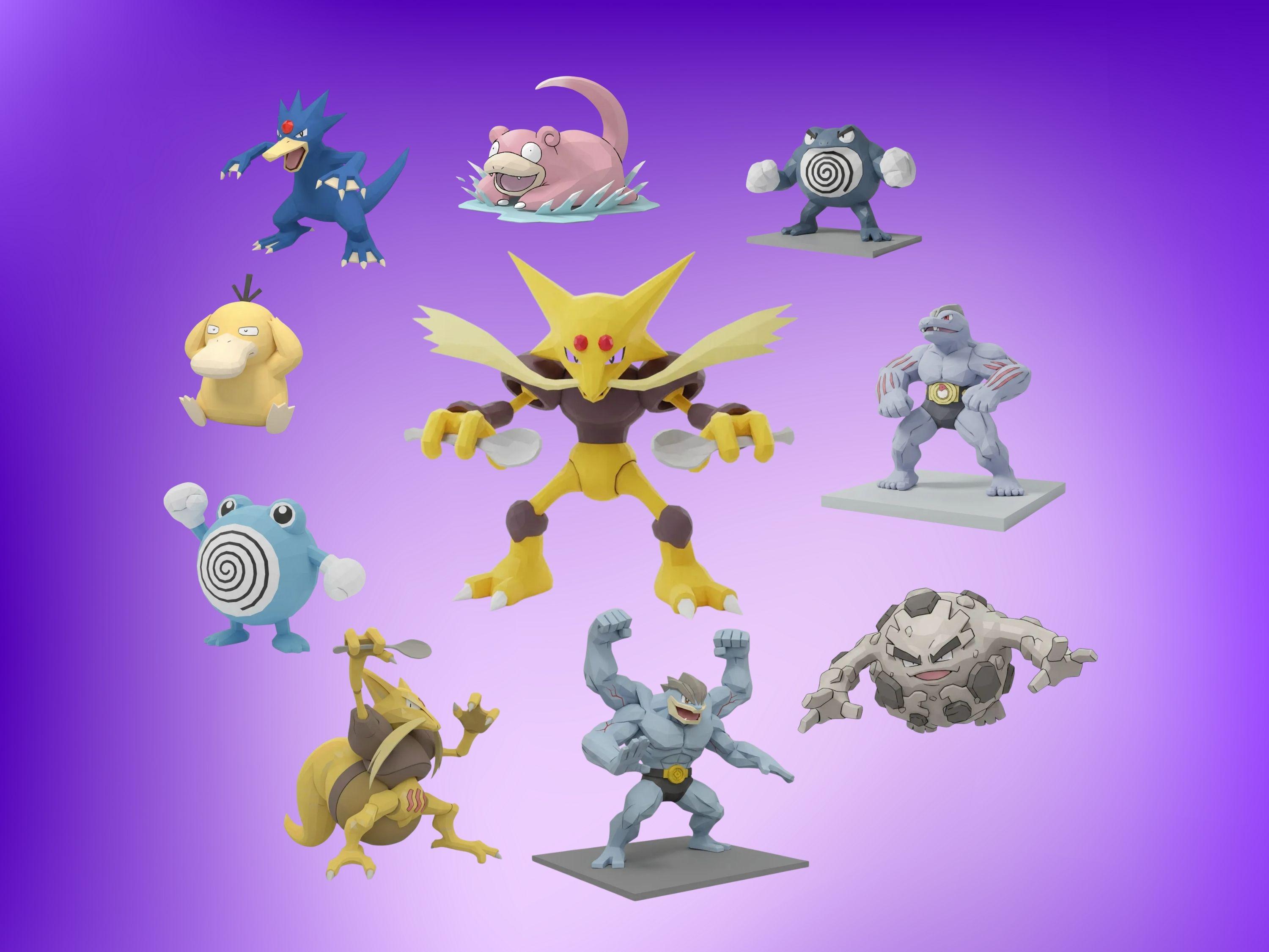 Low-Poly Fantasy Creatures – 3D Printed Set - Hand-painted Figurines