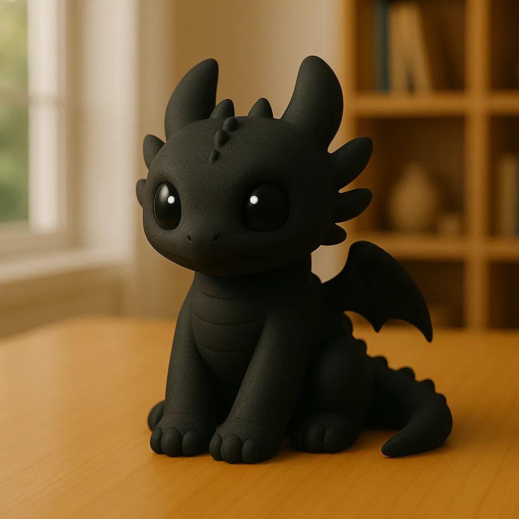 3D Printed Night Fury Dragon Figure: Desk Toy, Collector's Gift