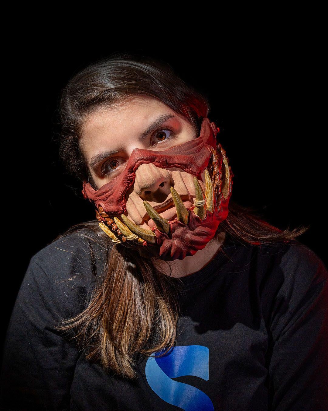 3D Printed Primal Mask – Hand-Painted Fantasy Art Sculpture