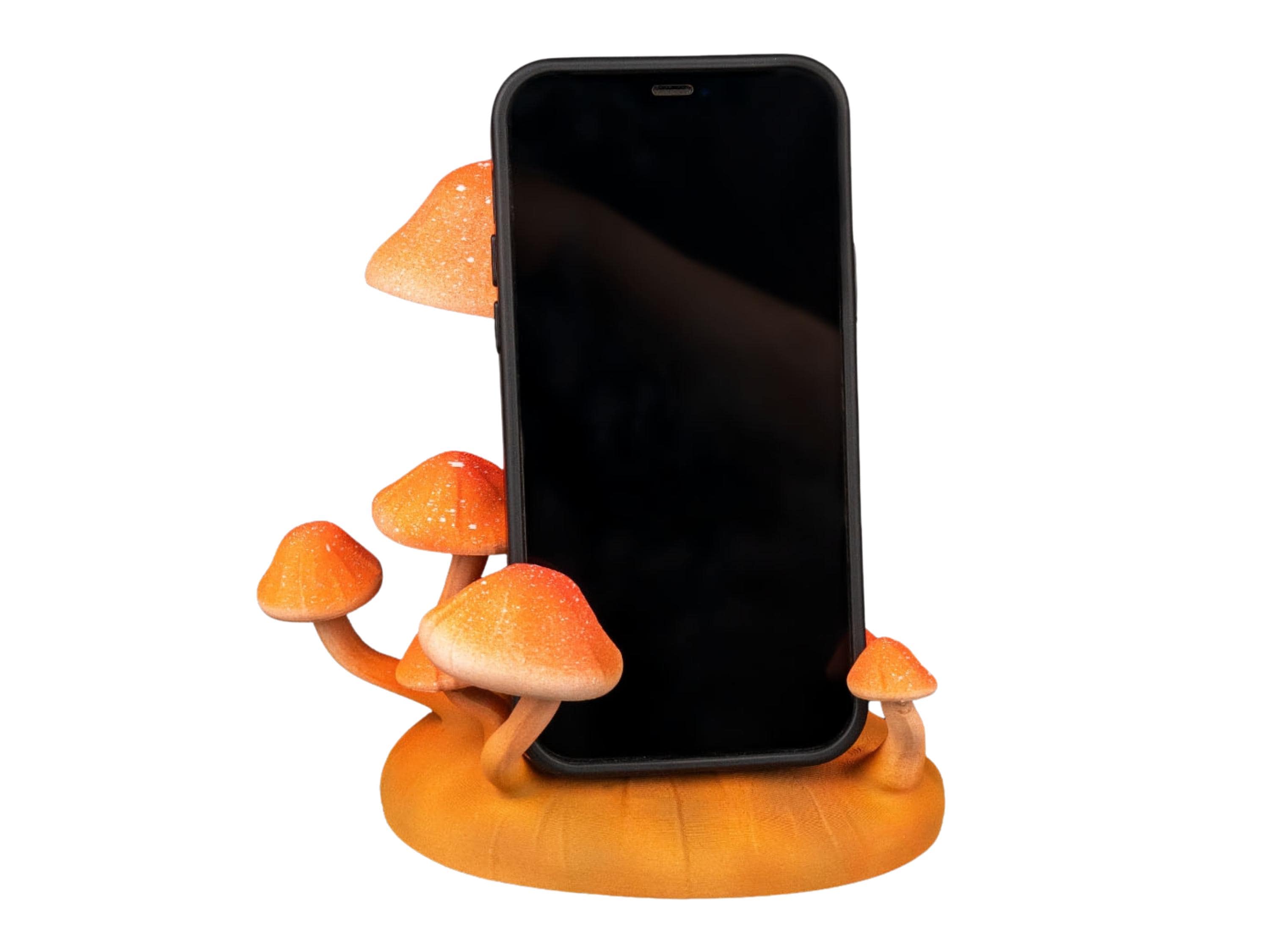 Spores Station Phone Holder – 3D Printed Mushroom Phone Stand – Fantasy Desk Decor – Smartphone Stand for Desk or Nightstand – Handmade