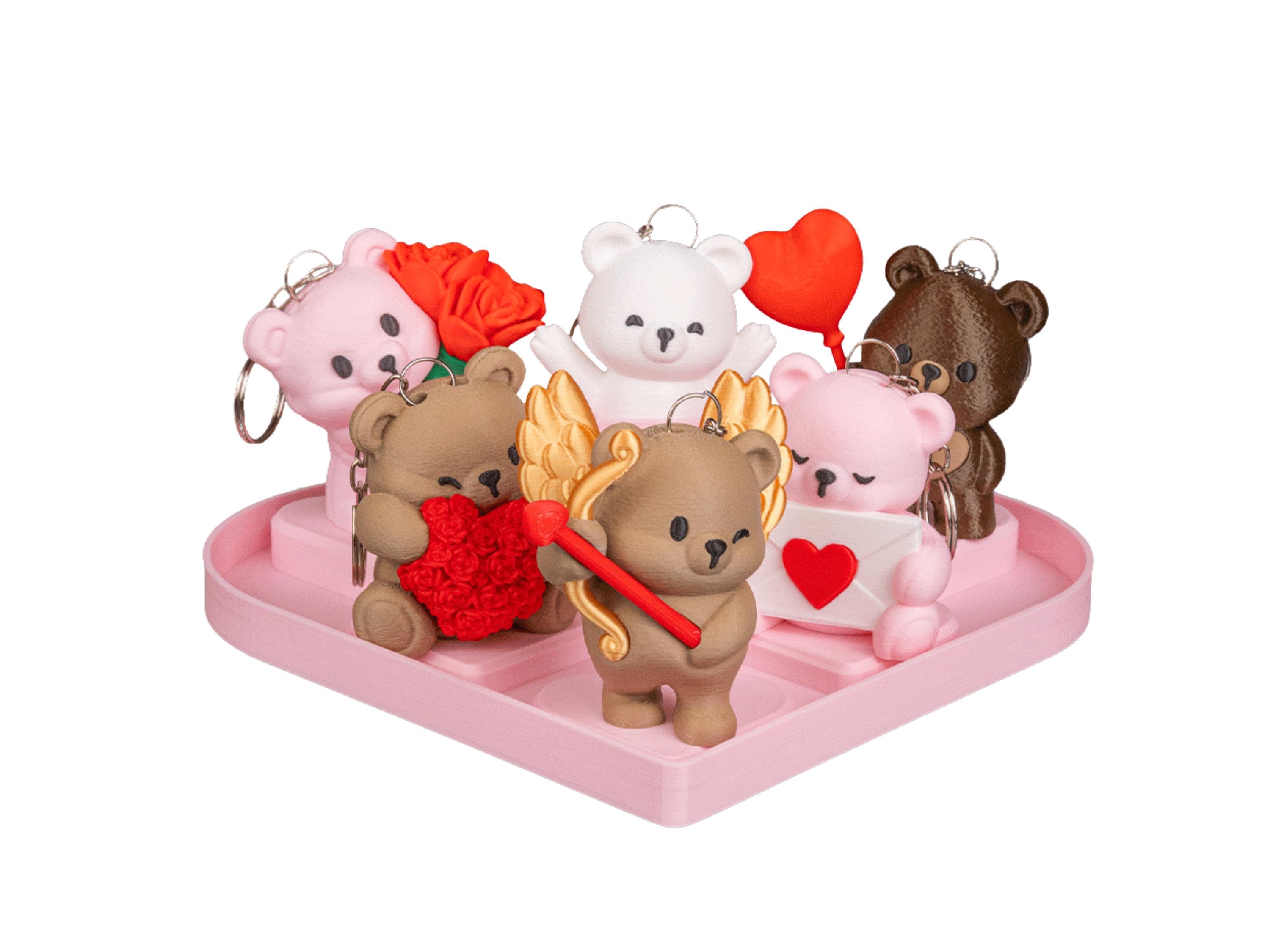 Personalized 3D Printed Bear Keychain – Valentine's Day Gift