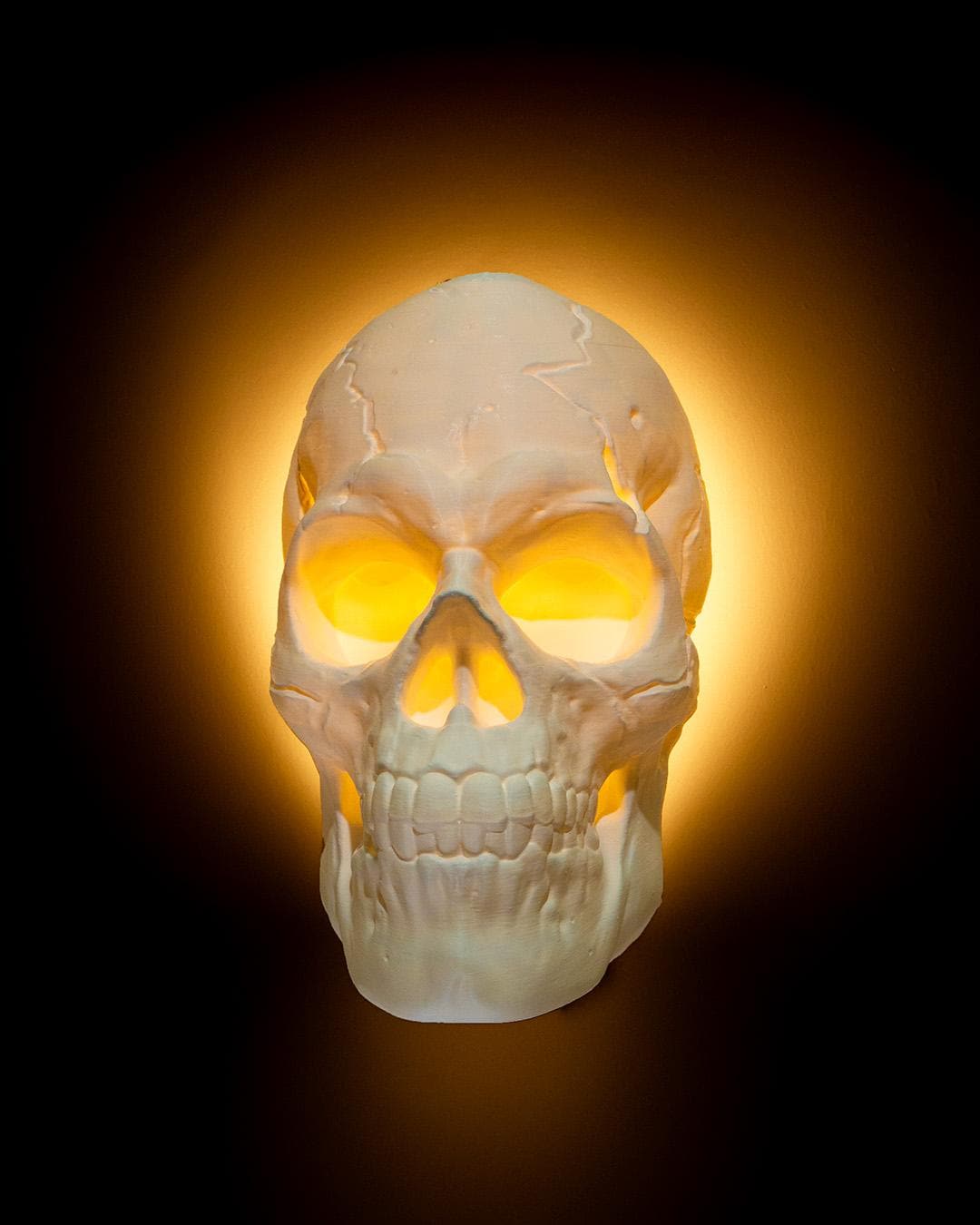 3D Printed Skull Wall Light: Halloween Gothic Decor