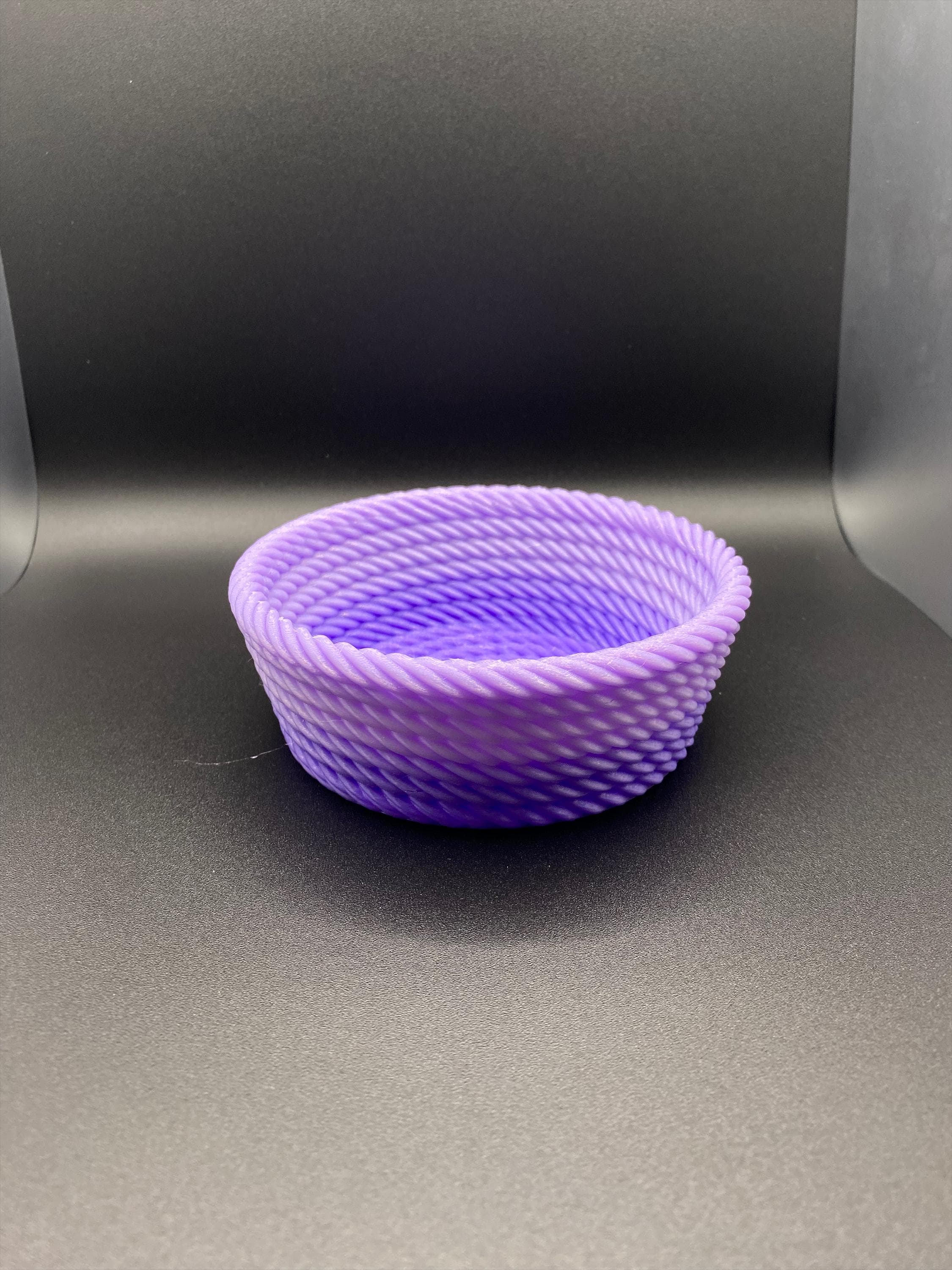 Purple Gradient Rope Texture Bowl: 3D Printed Decorative Container
