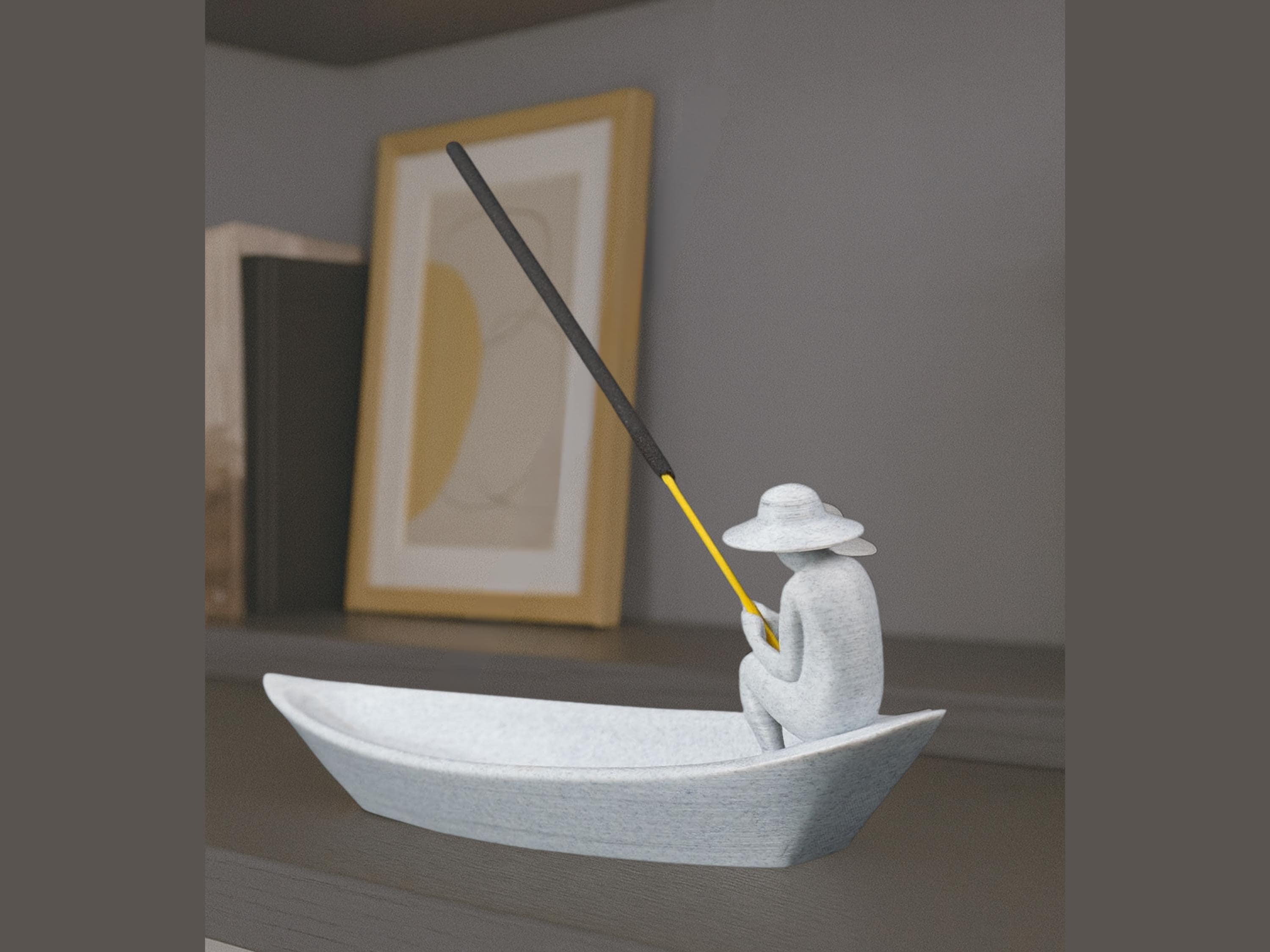 3D Printed Incense Holder – Minimalist Boat Design, Handmade PETG Decor
