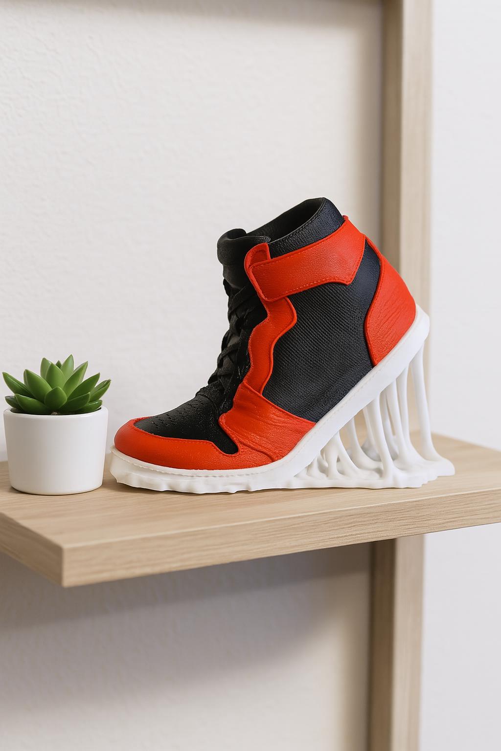 Stick Kicks – Futuristic 3D Printed Shoe Art Piece – Multicolor with Sculptural Base