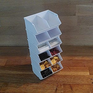 Stackable Storage Organizer Bins, Modular 3D-Printed Container System, Small Parts Sorting Solution
