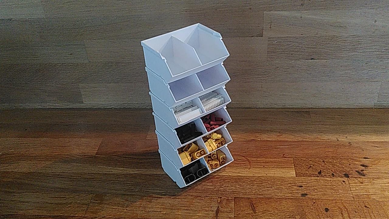Stackable Storage Organizer Bins, Modular 3D-Printed Container System, Small Parts Sorting Solution