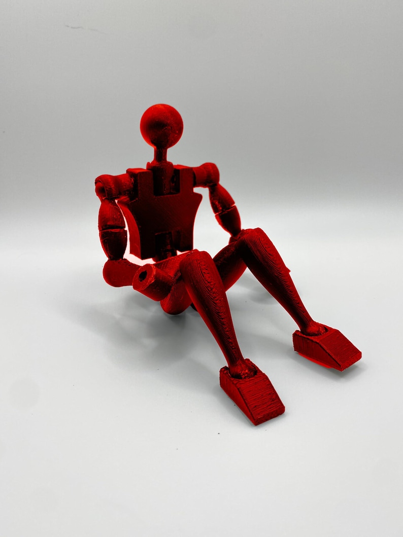 Articulated Posable Figure – 3D Printed Human Model, Red, Black, Blue ...
