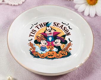 Disney Halloween Ring Dish, Mickey Minnie Goofy Pumpkin Jewelry Holder, Spooky Season Trinket Tray, Cute Disney Lover Halloween Gift Dish