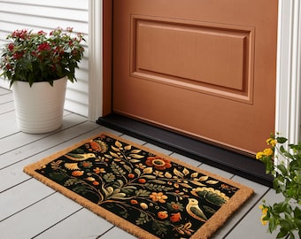 Flower And Birds Doormat, Floral Doormat, Roses Decor, Floral Decor, Welcome Mat, Spring Doormat, Front Door Mat, Coir Doormat, floral gift
