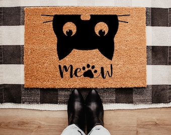 Meow Cat Doormat- Pet Owner, Love Cats, Meow Cat Paw, Cat Lovers Gift, Welcome Doormat, Wedding Gift, Housewarming Doormat,Funny Cat Doormat