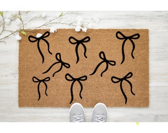 Bow Doormat | Cute Bow Welcome Mat | Preppy Entryway Rug | Girly Home Decor Porch Mat, Bow Coquette Doormats, Bow Doormats, Coquette Gıft
