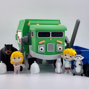 Handmade Trash Truck Toy with Functional Dumpster Arms and Wheels (Includes Dumpster!)
