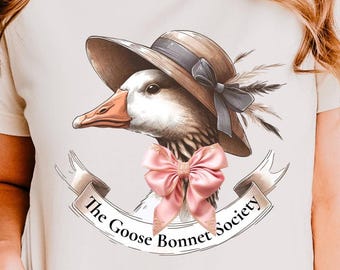 Cottagecore Goose Shirt, Coquette Tee with Pink Bow, Goose Graphic T-shirt