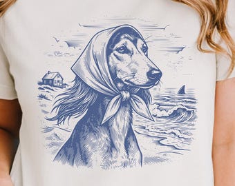 Saluki Shirt, Coastal Sighthound Dog Tee, Hamptons Beach Wind Shirt, Elegant  Dog, Vintage Coastal Aesthetic Tee, Luxury Dog Lover Gift