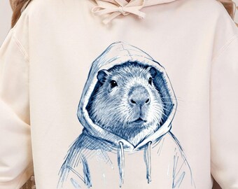 Capybara  Hoodie, Comfort Colors 1467 Capy in Hoodie Design, Cute Animal Pullover, Capybara Lover Sweatshirt Gift