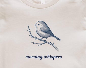 Bird Shirt, Minimalist Bird on Branch, Morning Whispers, Bird Lover Gift