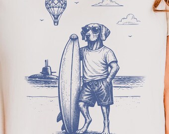 Vizsla Shirt, Surfing Beach Dog, Funny Vizsla Shirt, Coastal Tee