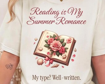 Comfort Colors Summer Reading Shirt, Summer Romance Shirt, Book Lover Tee, Coquette Reading Shirt, Reading Tee for Women, Summer Reading Tee
