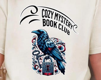Cozy Mystery Book Club Shirt, Comfort Colors Raven Book Lover Shirt, Vintage Bookish Tee, Mystery Reader Shirt, Book Club Gift for Reader