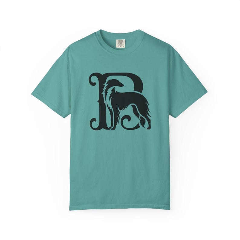 Borzoi Shirt, Sighthound Shirt, Elegant Dog Shirt, Borzoi Gift, Minimalist Dog Tee, Graceful Dog Art, Borzoi Lover Shirt Seafoam