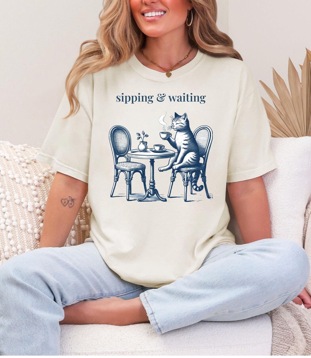 Comfort Colors Cat Shirt, Cat Tee for Women, Coffee Lover Shirt, Cat ...