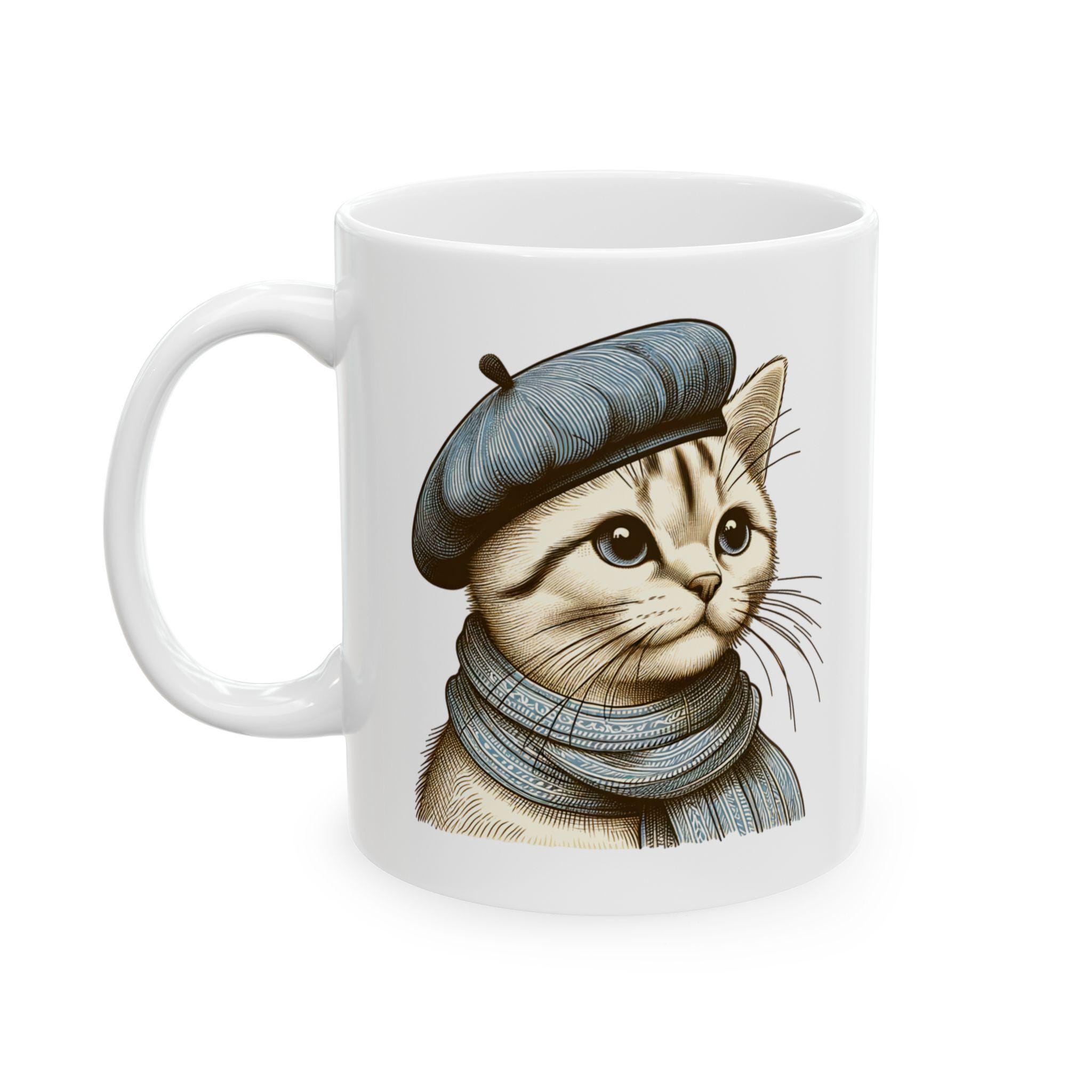 Lot De Tasses Vintage Tognana - Mugs Chats Années 70 - Porcelaine Blanche