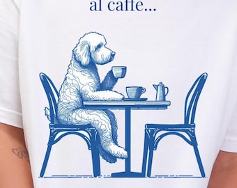 Comfort Colors Goldendoodle Coffee Shirt, Funny Dog TShirt, Coffee Dog, Doodle Mom, Goldendoodle Dad, Dog Cafe T-Shirt, Italian Dog Art