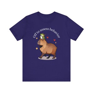 RBT Shirt, Off to Assess Behavior, Capybara Frog Graphic Tee for Registered Behavior Technician, Bella Canvas Unisex T-Shirt Team Navy