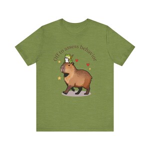 RBT Shirt, Off to Assess Behavior, Capybara Frog Graphic Tee for Registered Behavior Technician, Bella Canvas Unisex T-Shirt Heather Green
