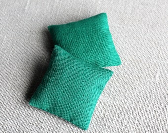 Green Miniature Dollhouse Pillows, 1:12, in Vintage Cotton Fabric, 2pcs