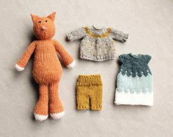 Knitted Fox Plushie Toy with Clothing