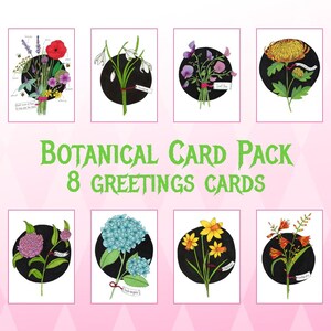 Botanical Card Pack, 8 cards and envelopes