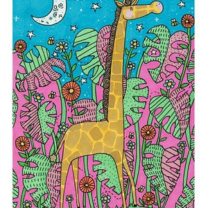 Giraffe at Night, A4 print