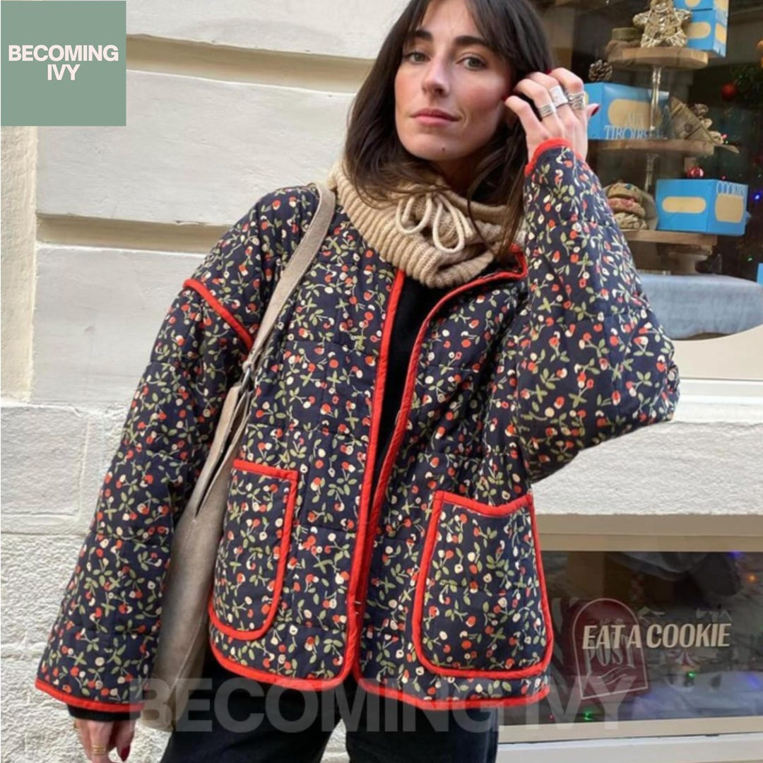 Short Floral Print Cotton Jacket