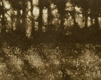 Original Monotype Landscape, Field Study Fine Art Print, matted and ready to frame