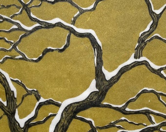 Woodblock Print Tree No. 47, Limited Edition, hand-pulled moku haga fine art landscape print