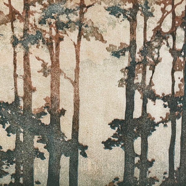 Original Woodblock Print Forest No. 18 Limited Edition Hand Pulled Moku Hanga Fine Art Print