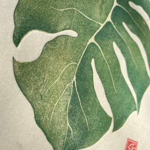 Monstera Woodblock Print Limited Edition Moku Hanga Fine Art Print image 3