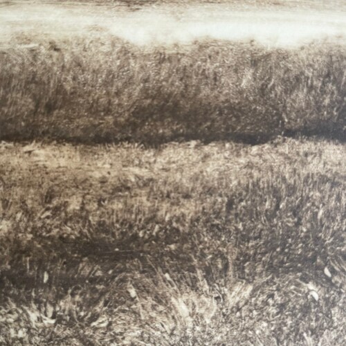 Monotype Landscape Print, Mounted Field shops Study Artwork