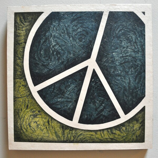 Original Mounted Woodblock Print - OOAK Peace Print - Ready To Hang Wall Art